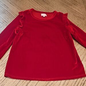 Red Velvet Long Sleeve Ruffle Top Size 4T BCBG Girls